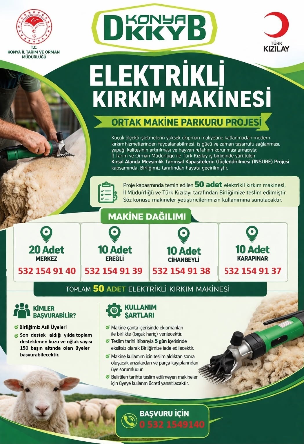 ELEKTRİKLİ KIRKIM MAKİNESİ ORTAK MAKİNE PARKURU ÜYELERİMİZE HİZMETE BAŞLADI!!!